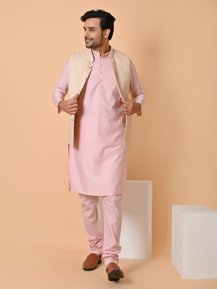 Geometric Pink Jacket Kurta Set