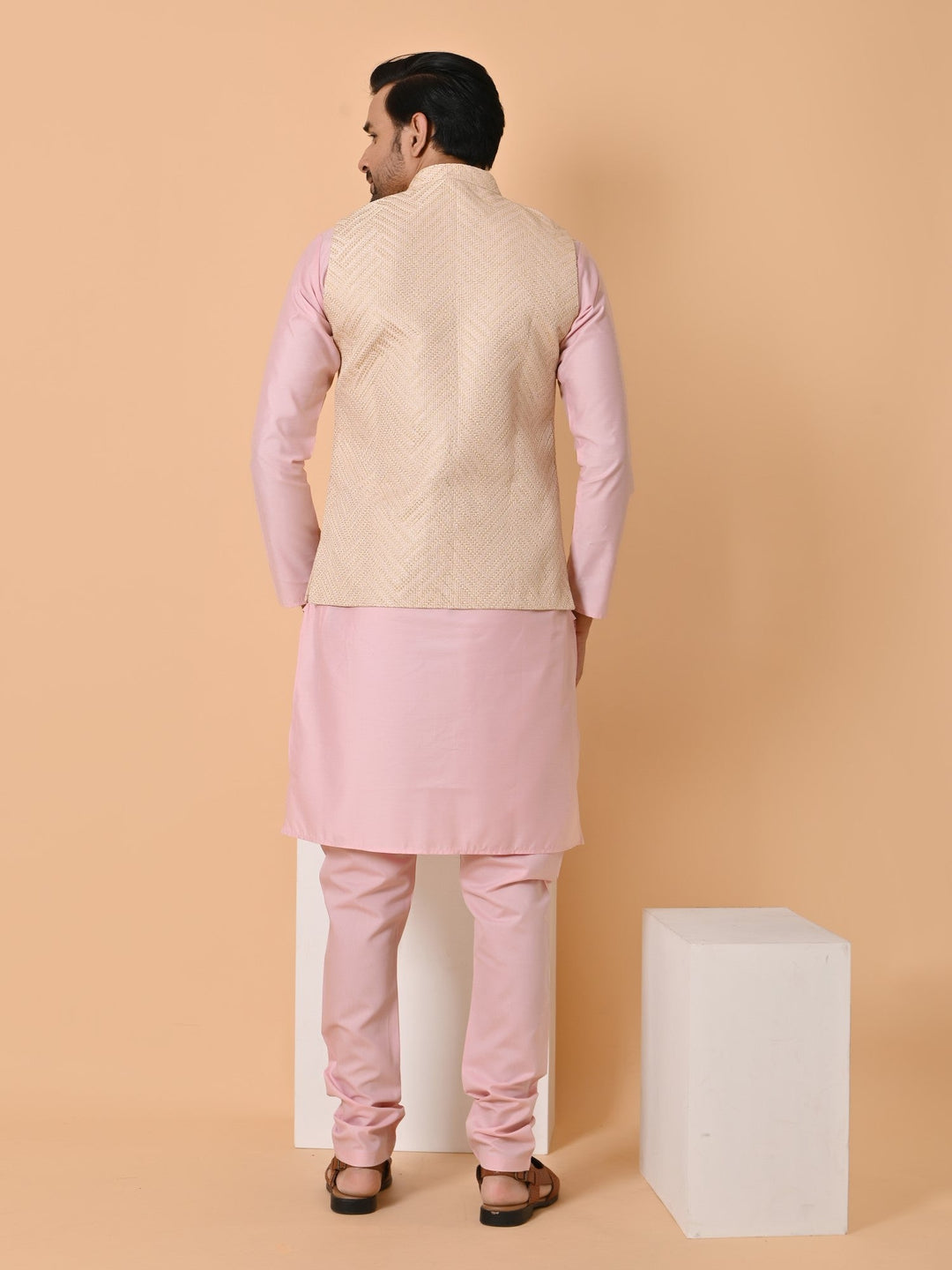 Geometric Pink Jacket Kurta Set