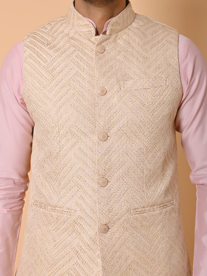 Geometric Pink Jacket Kurta Set