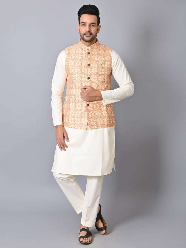 Ethnic Motifs Yellow Jacket Kurta Set