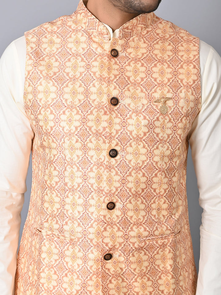 Ethnic Motifs Yellow Jacket Kurta Set