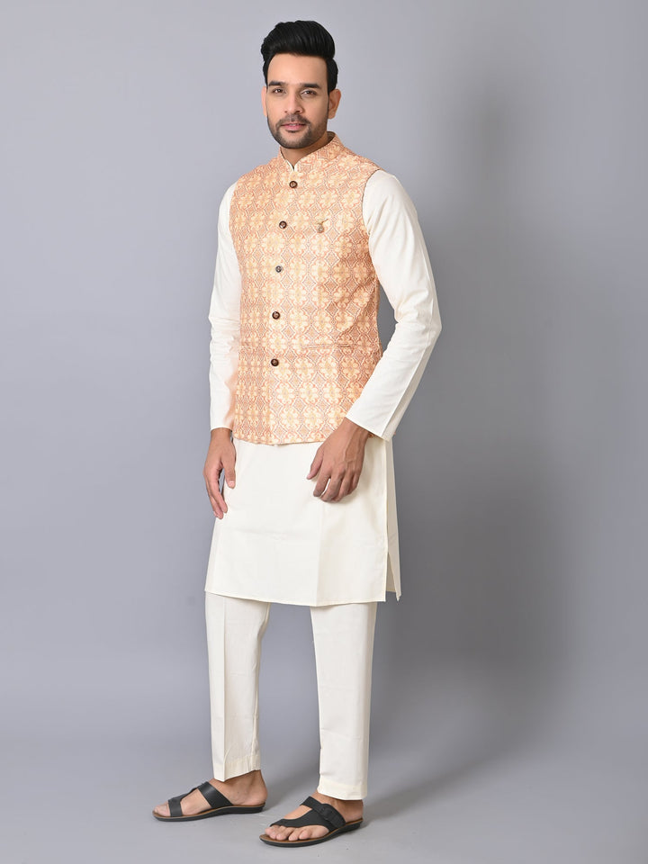 Ethnic Motifs Yellow Jacket Kurta Set