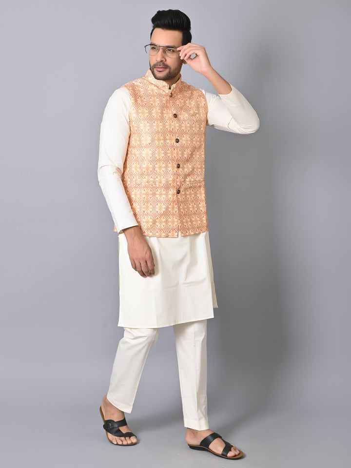 Ethnic Motifs Yellow Jacket Kurta Set