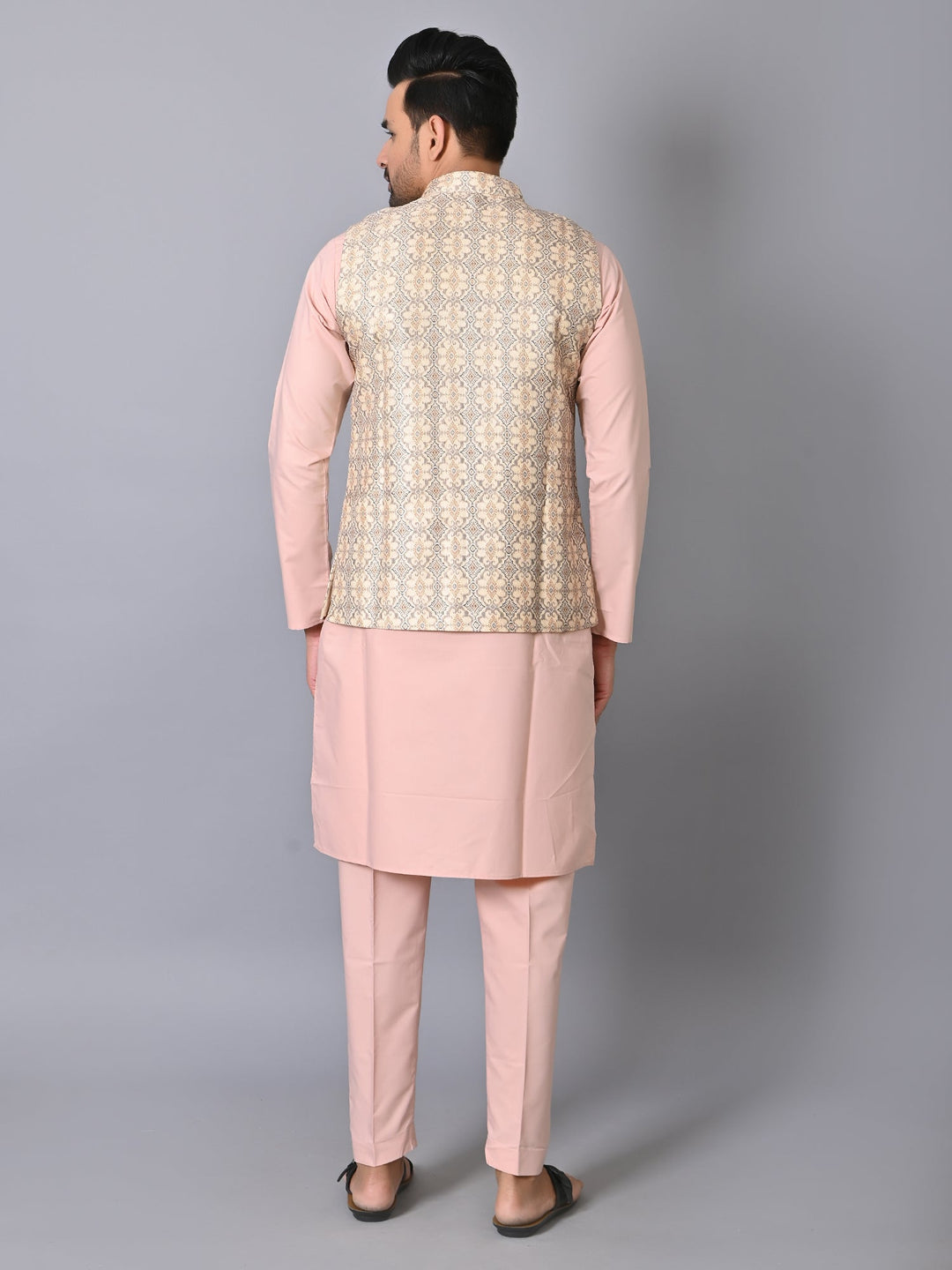 Ethnic Motifs Cream Jacket Kurta Set