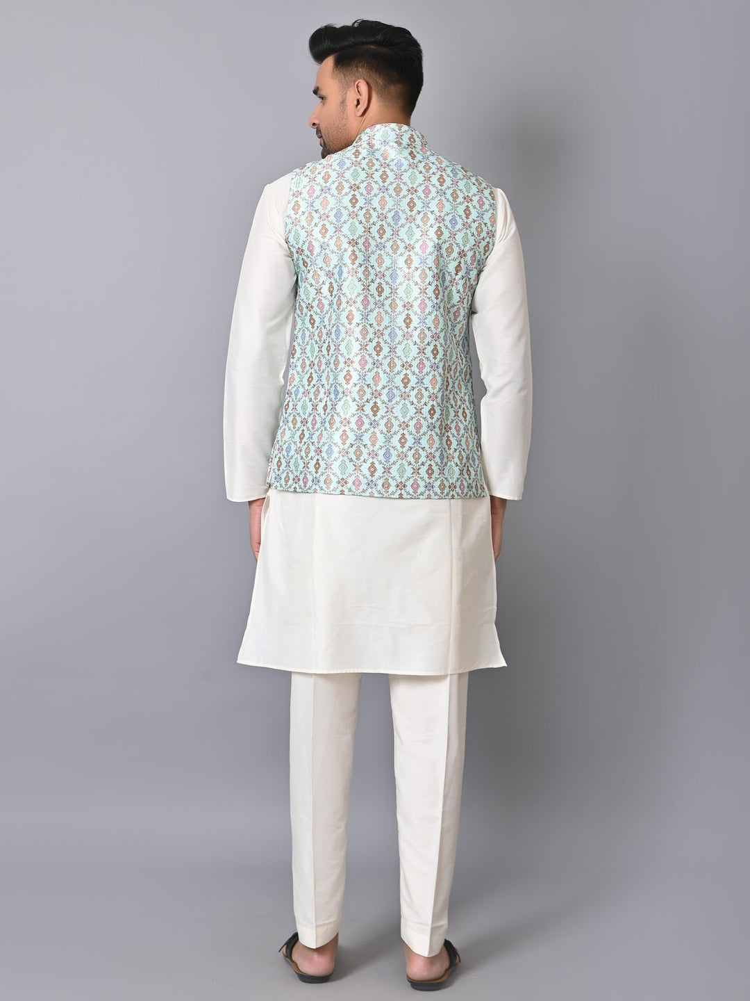 Ethnic Motifs Green Jacket Kurta Set