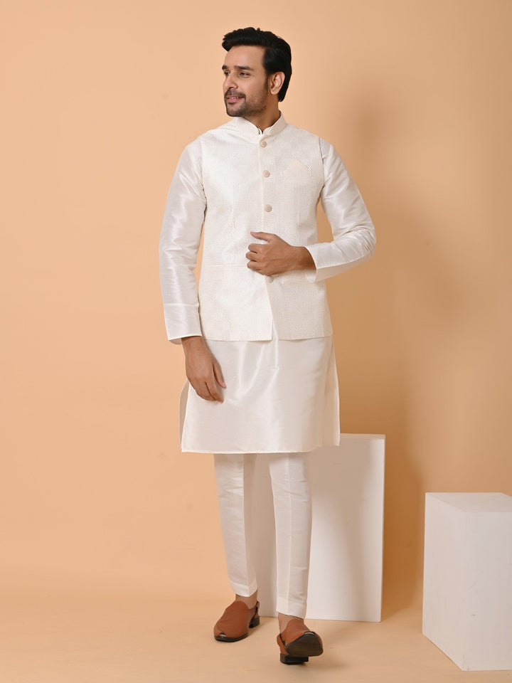 Sequence White Jacket Kurta Set