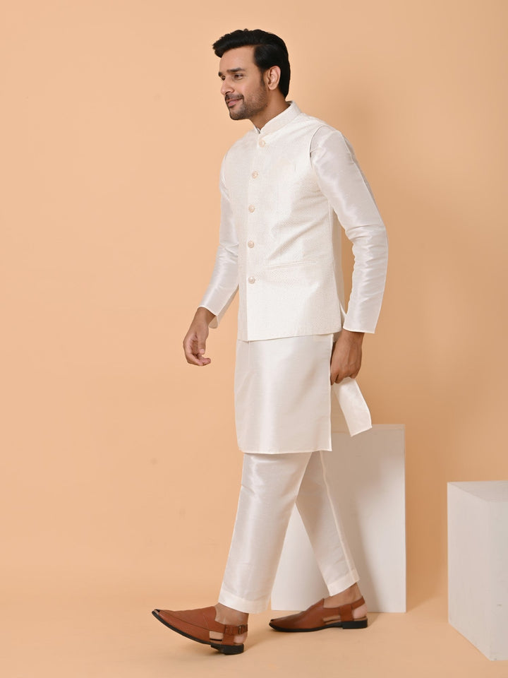 Sequence White Jacket Kurta Set