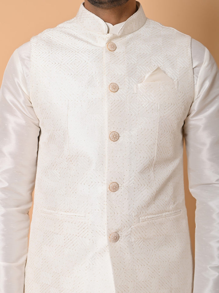 Sequence White Jacket Kurta Set