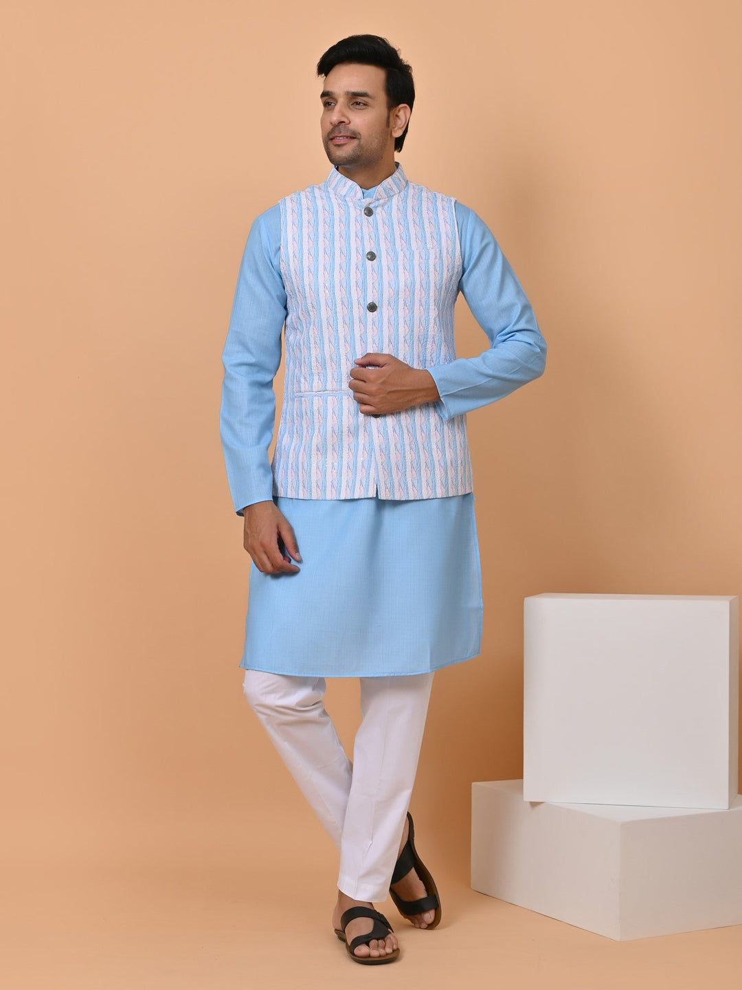 Sequence Blue Jacket Kurta Set