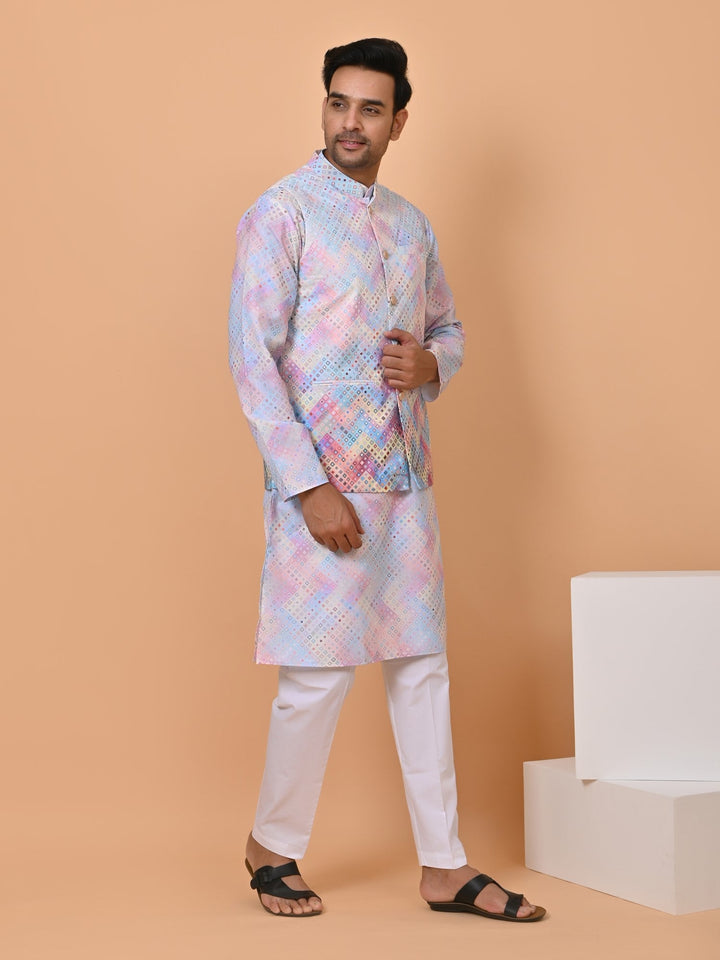 Bandhani Multi Jacket Kurta Set