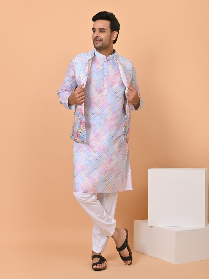 Bandhani Multi Jacket Kurta Set