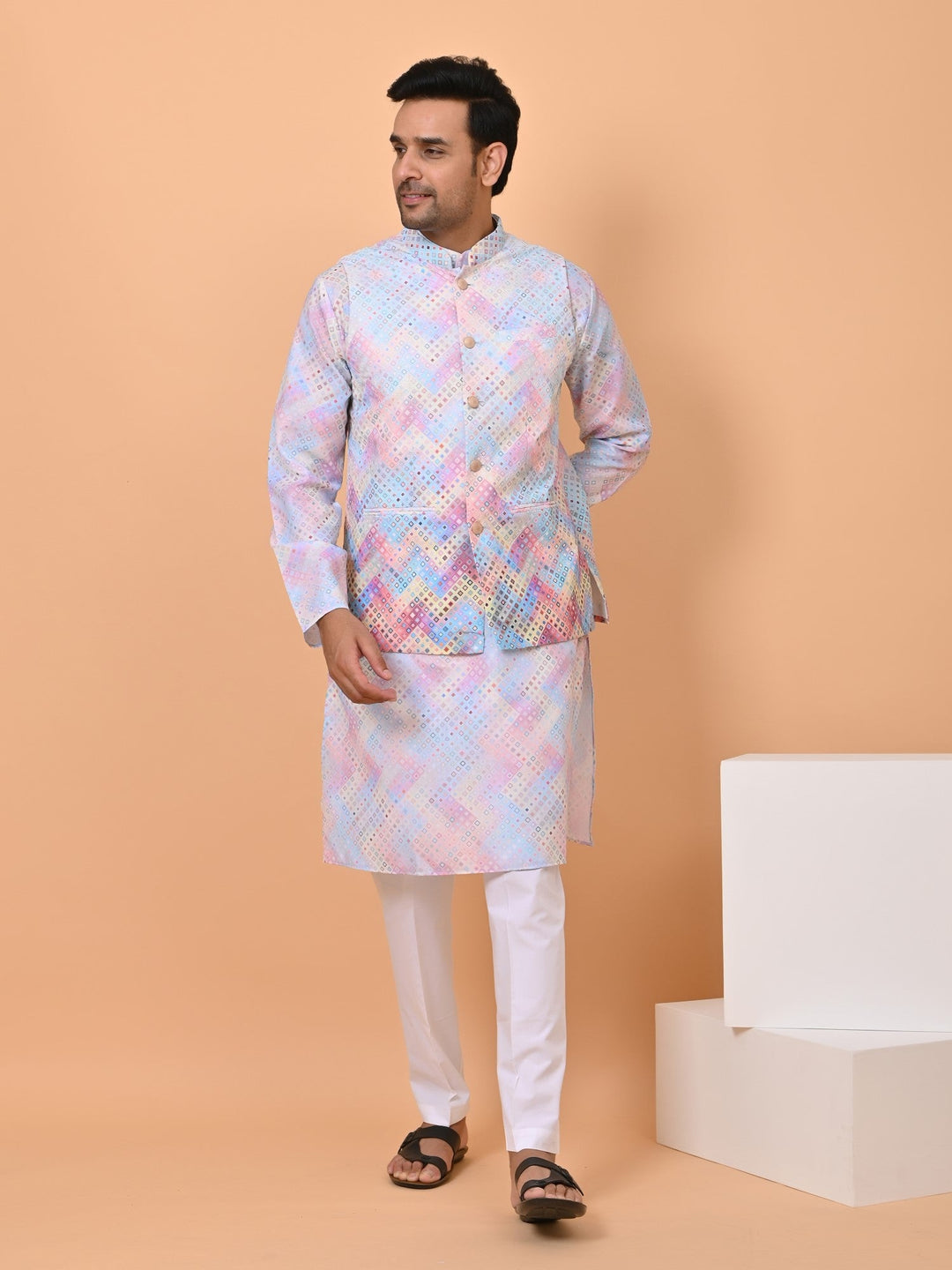 Bandhani Multi Jacket Kurta Set