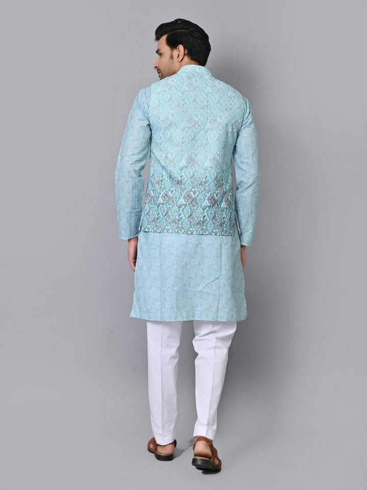 Textured Green Jacket Kurta Set