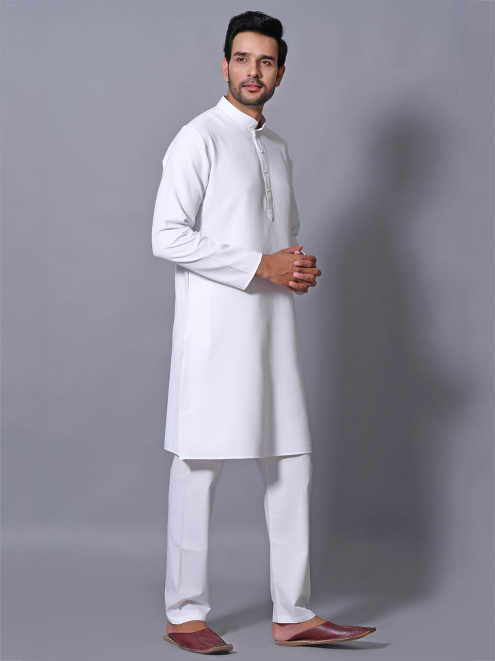 Textured White Kurta Set