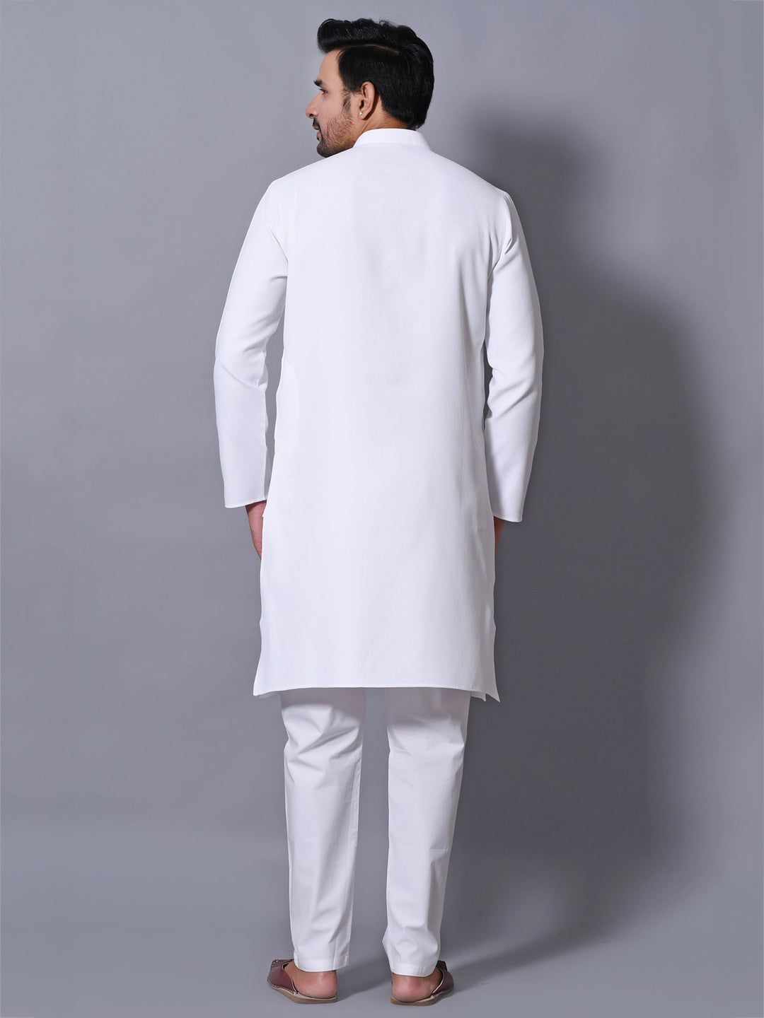 Textured White Kurta Set