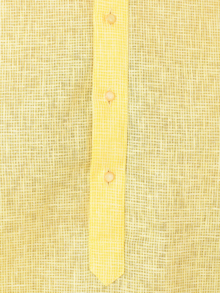 Textured Yellow Kurta Set