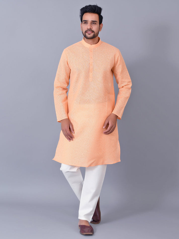 Textured Orange Kurta Set