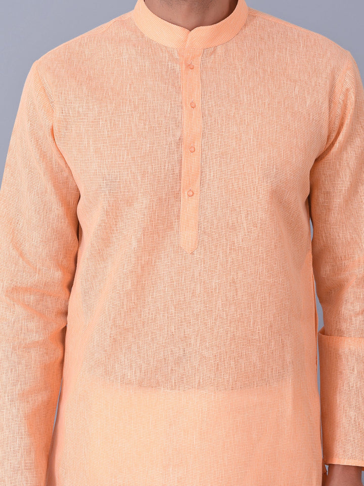Textured Orange Kurta Set