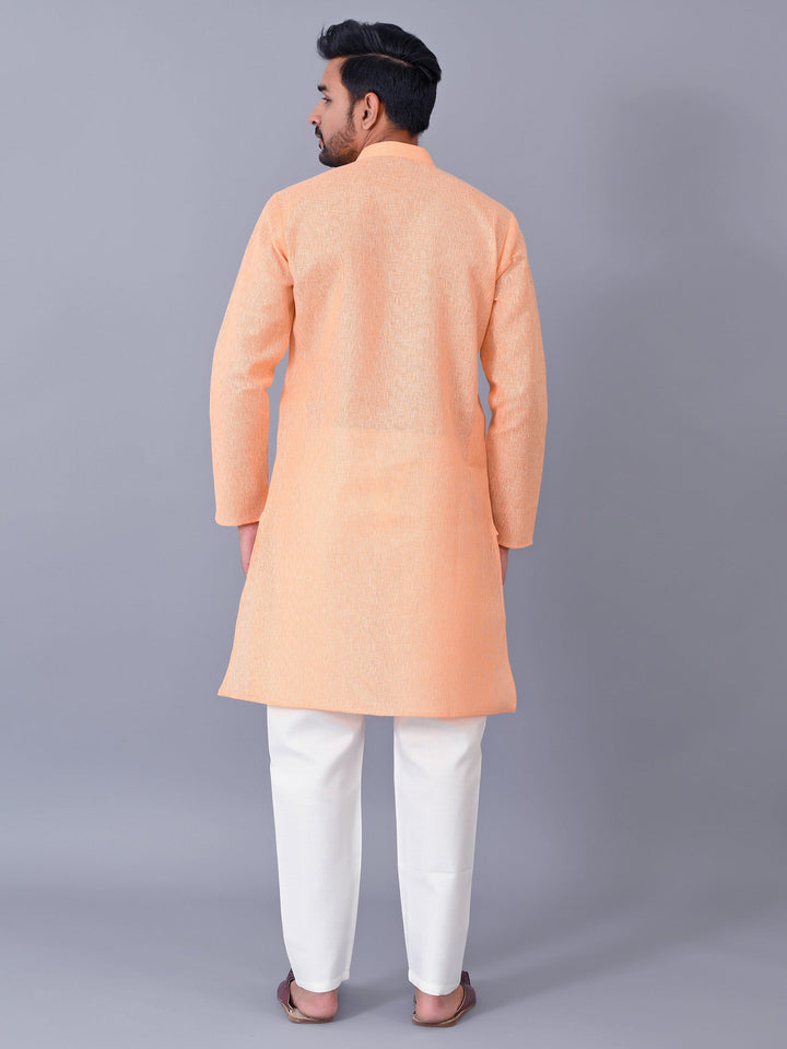 Textured Orange Kurta Set
