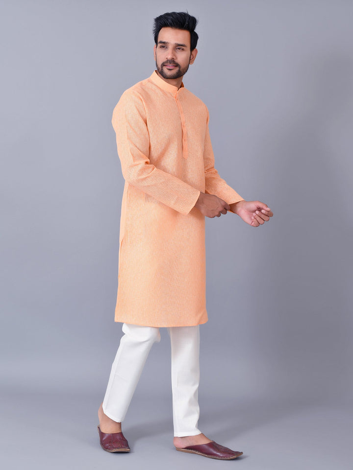 Textured Orange Kurta Set