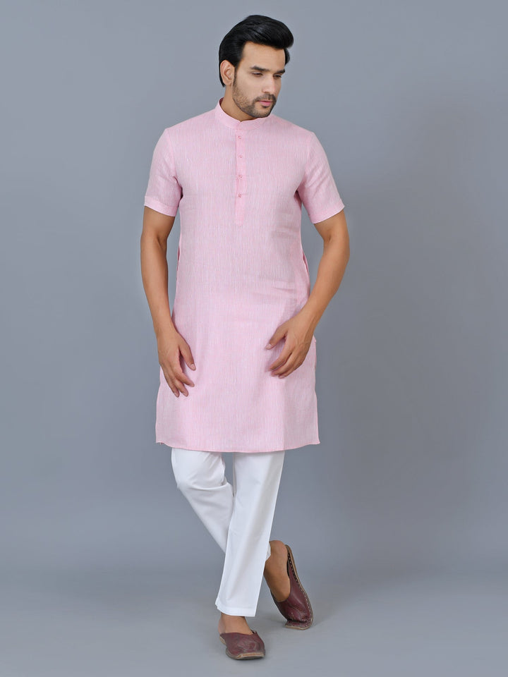 Textured Pink Kurta Set