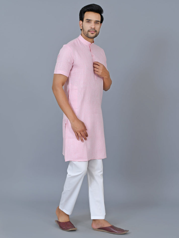 Textured Pink Kurta Set