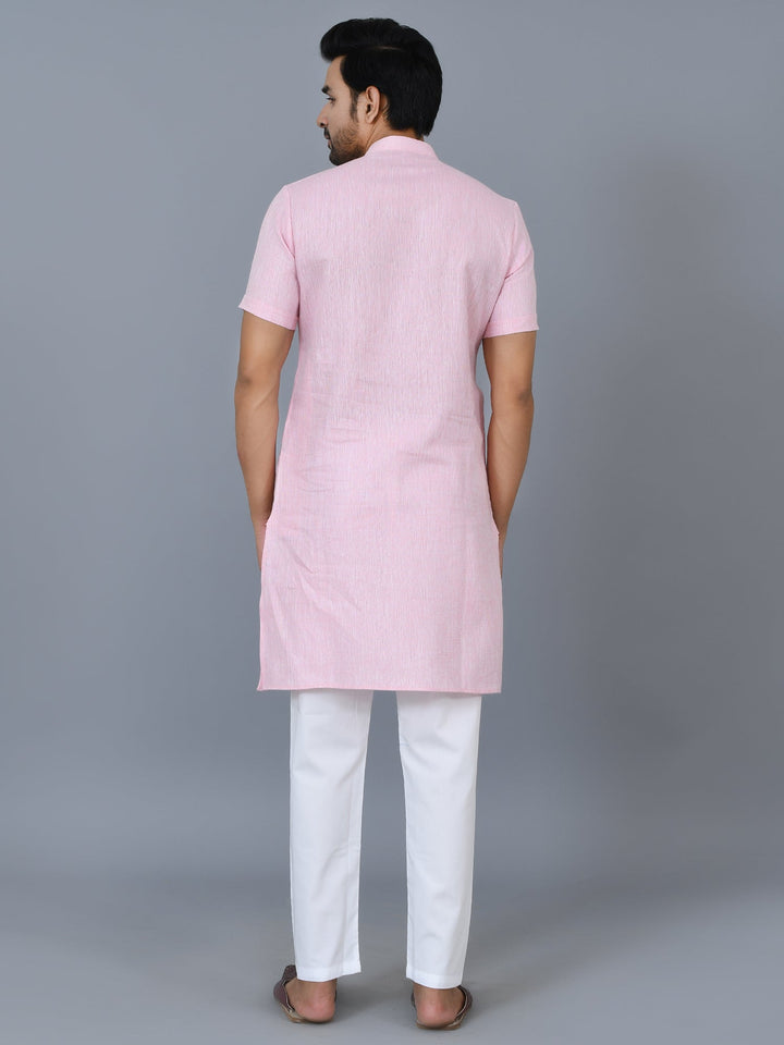 Textured Pink Kurta Set