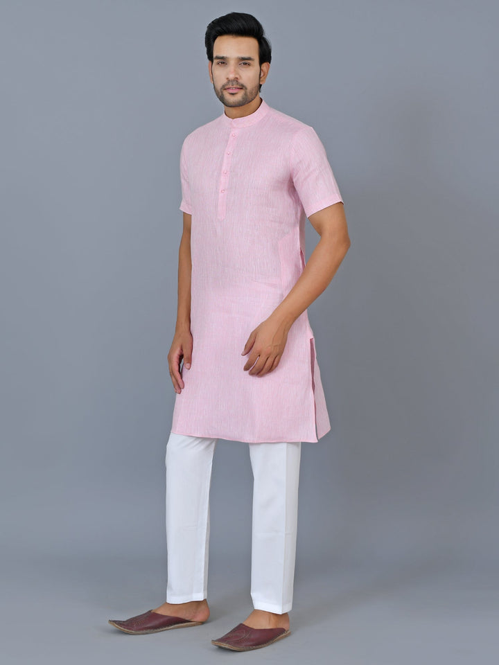 Textured Pink Kurta Set
