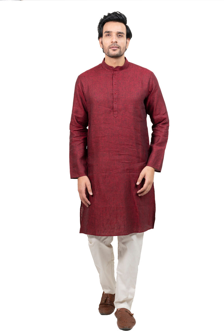 Textured Maroon Kurta Set