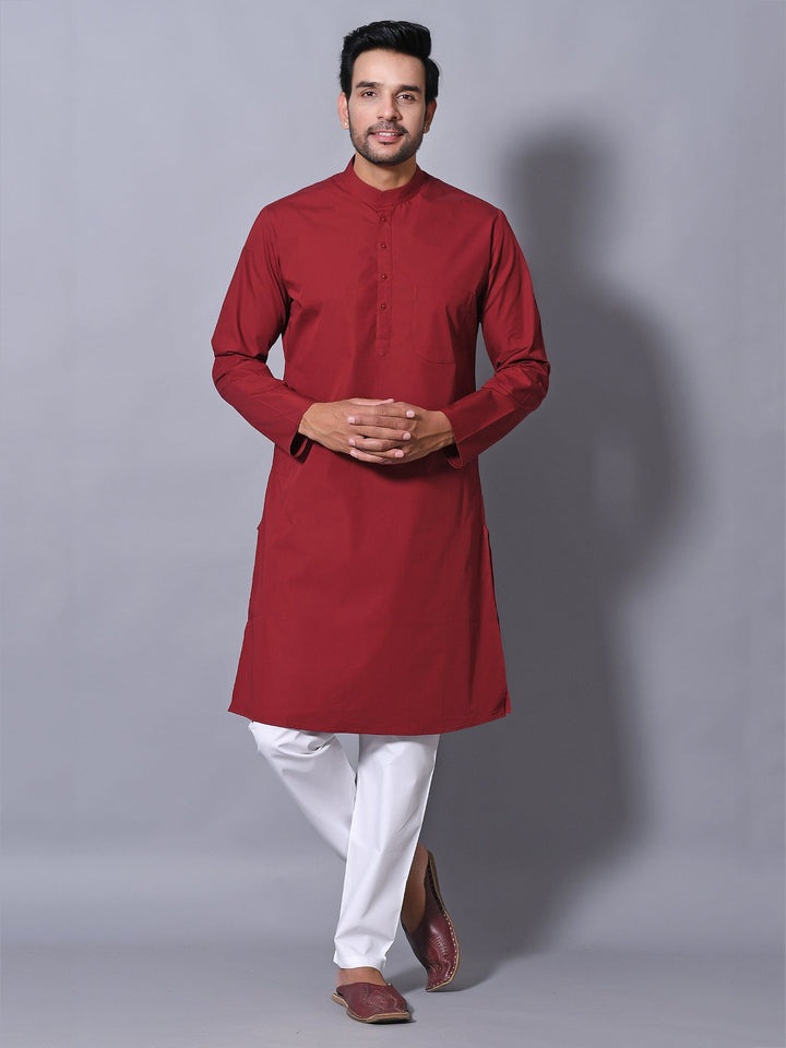 Solid Maroon Kurta Set