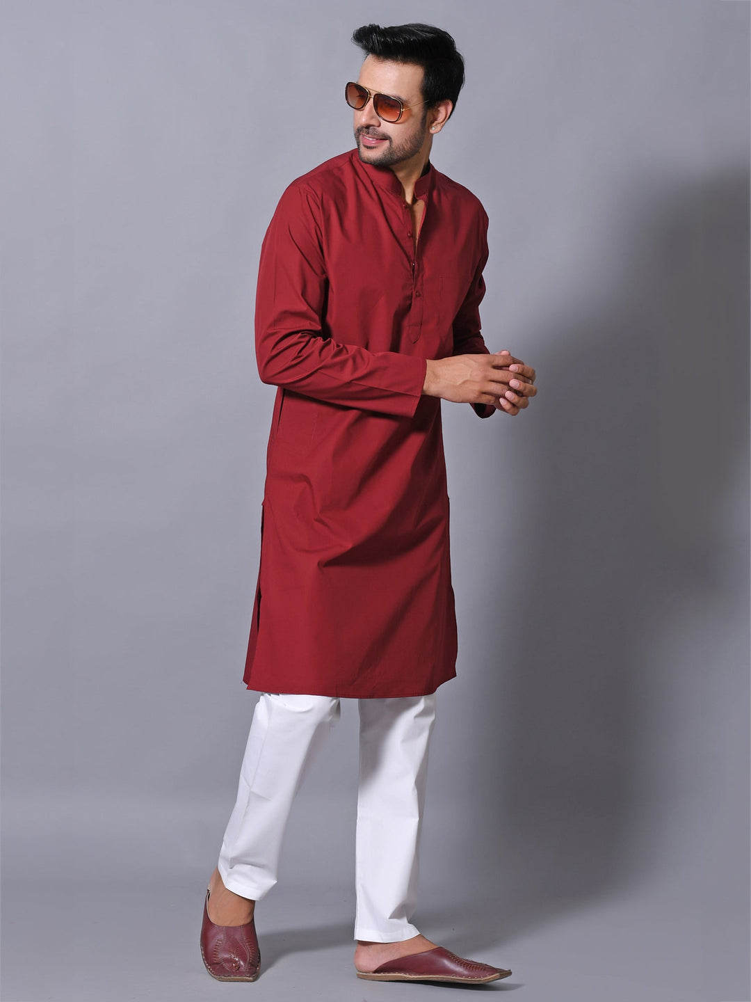 Solid Maroon Kurta Set