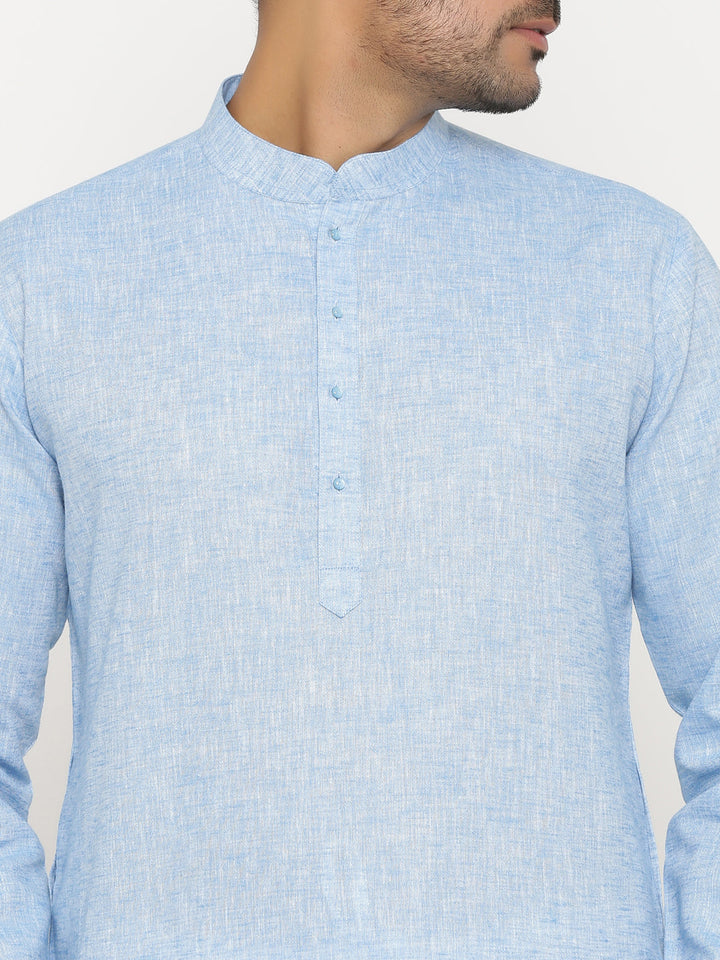 Textured Turquoise Blue Kurta Set