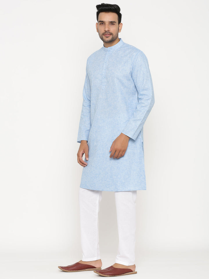 Textured Turquoise Blue Kurta Set
