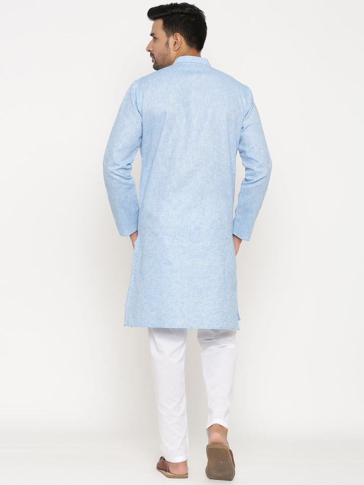 Textured Turquoise Blue Kurta Set