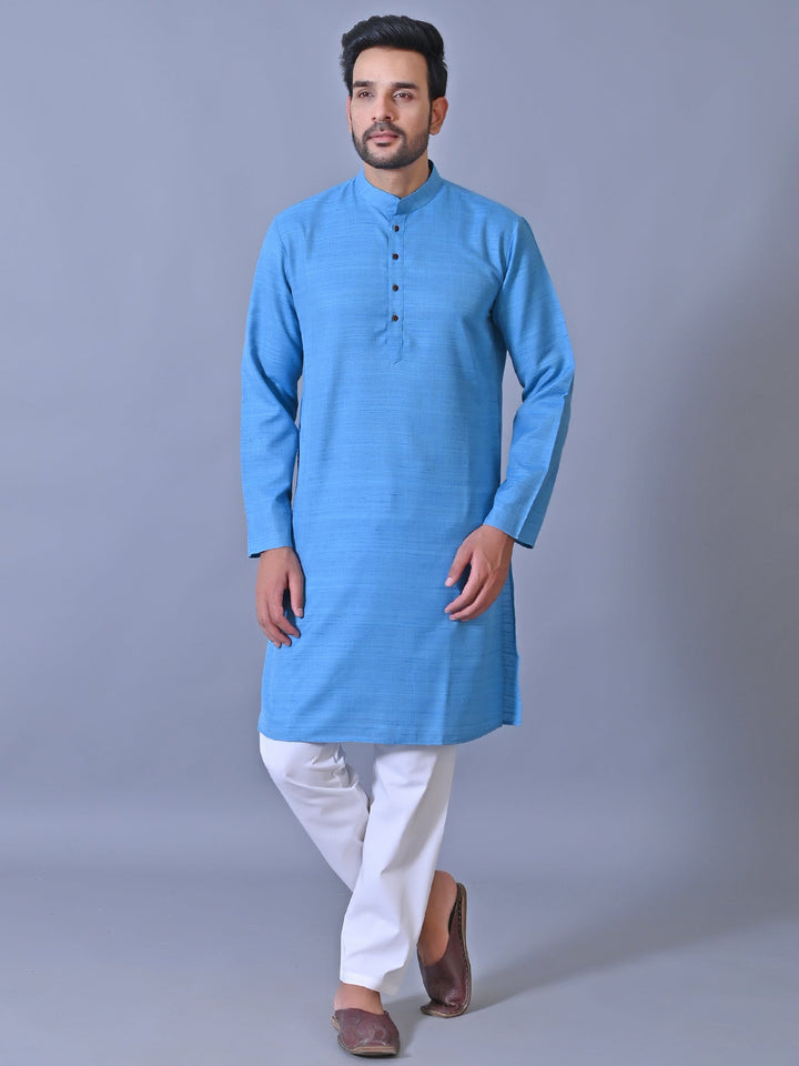 Textured Blue Kurta Set