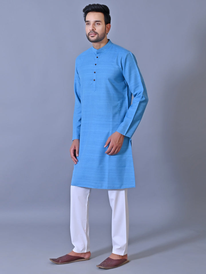 Textured Blue Kurta Set