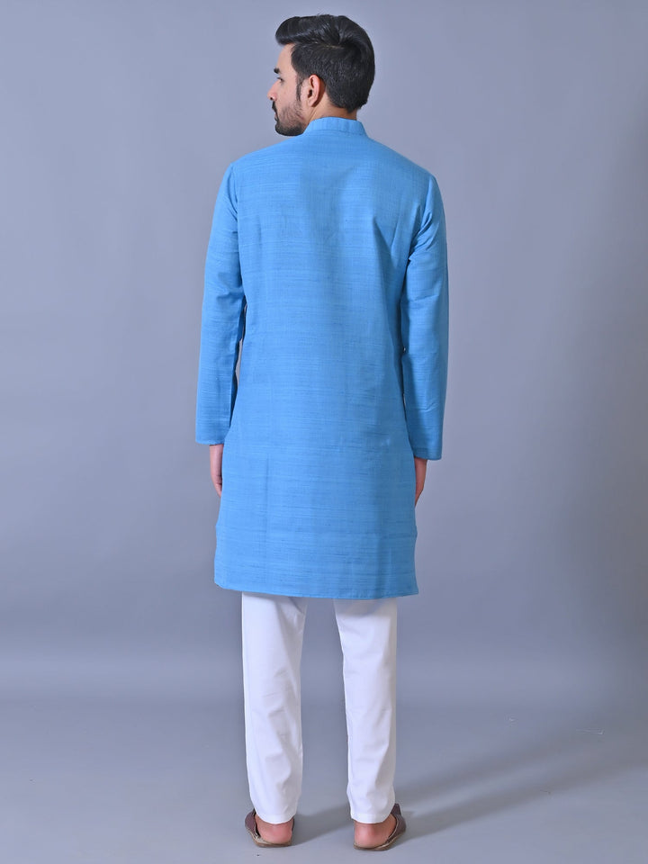 Textured Blue Kurta Set