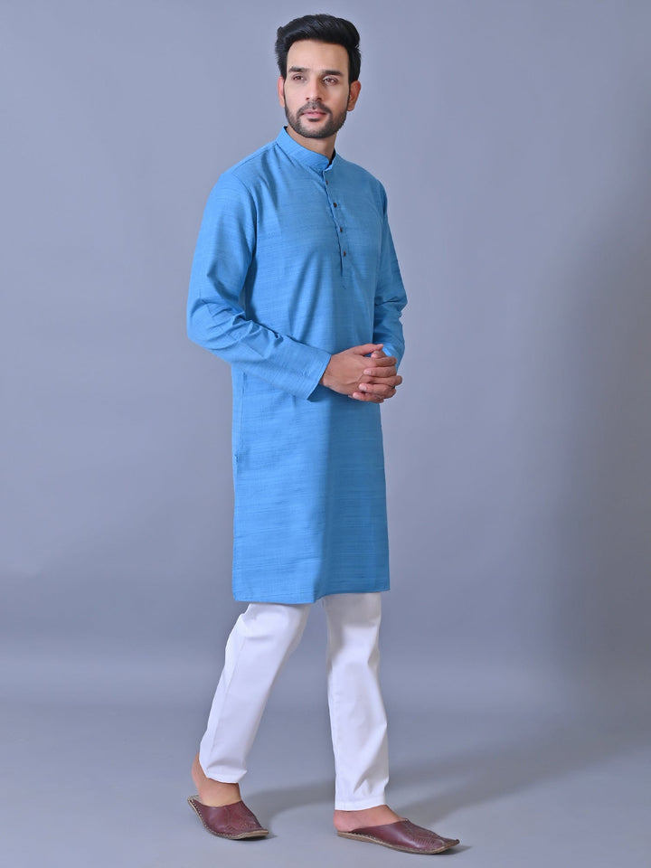 Textured Blue Kurta Set