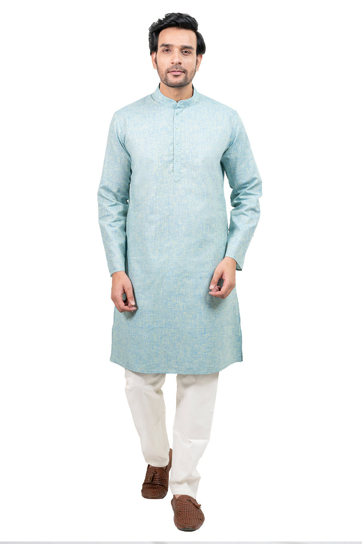 Textured Turquoise Blue Kurta Set