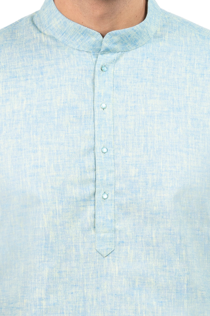 Textured Turquoise Blue Kurta Set