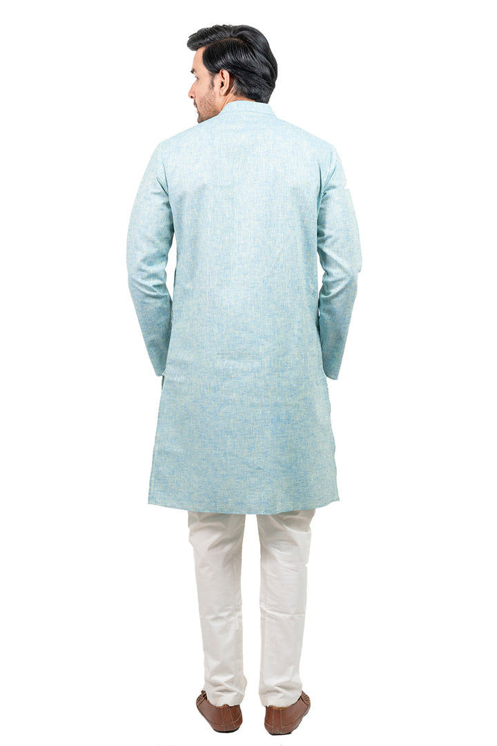Textured Turquoise Blue Kurta Set