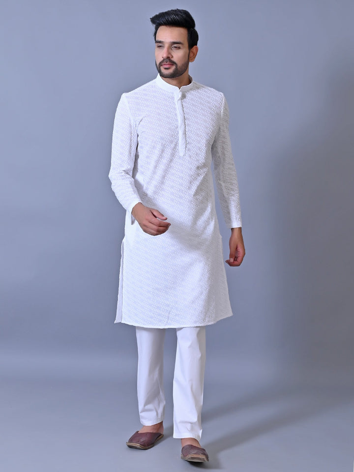 Chikan White Kurta Set