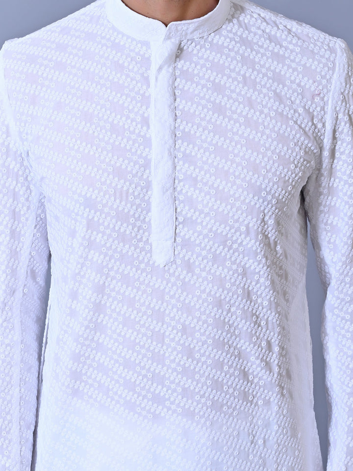 Chikan White Kurta Set
