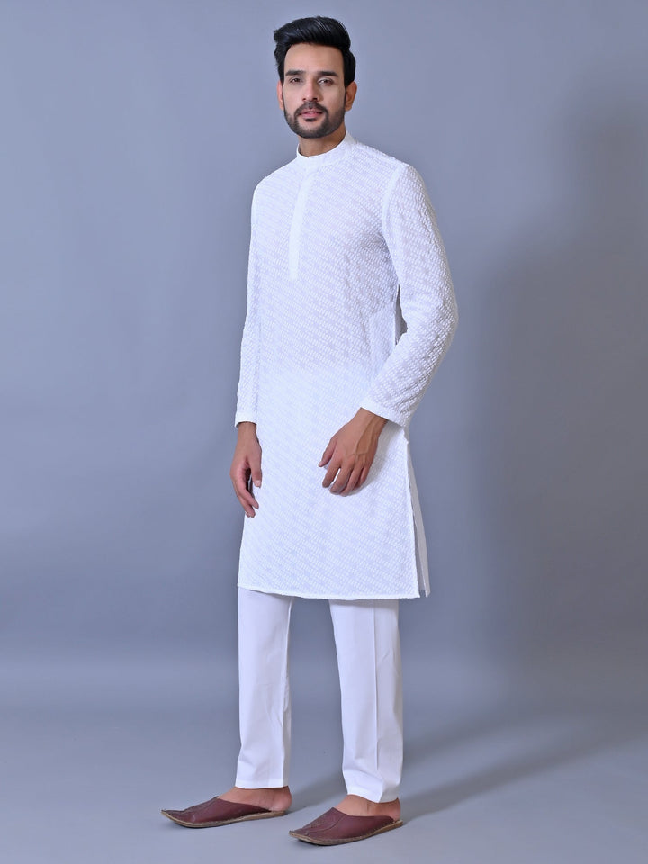 Chikan White Kurta Set