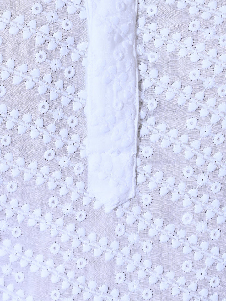 Chikan White Kurta Set