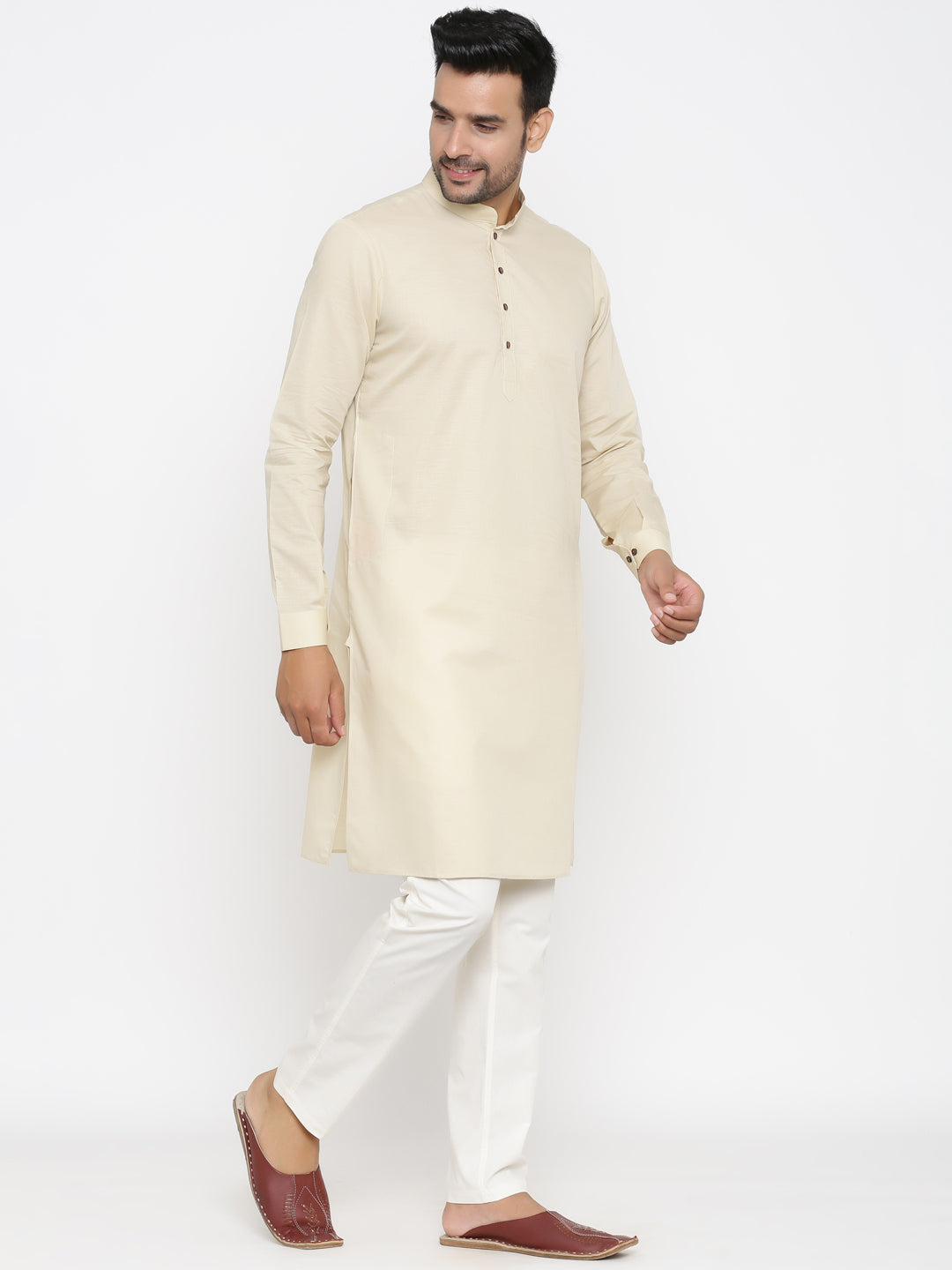 Textured Cream Kurta Set