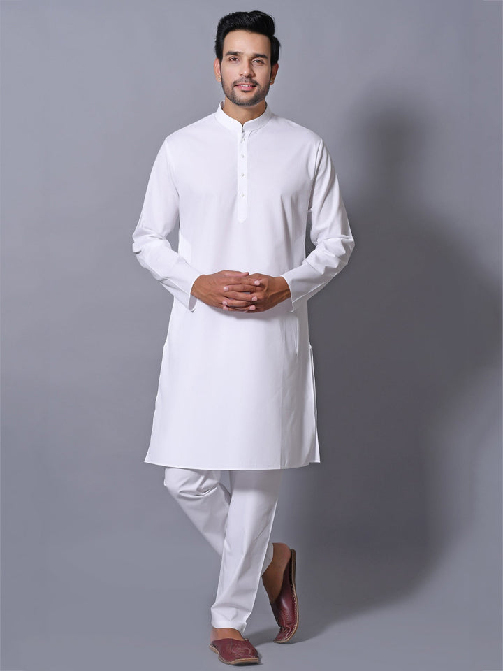 Textured White Kurta Set
