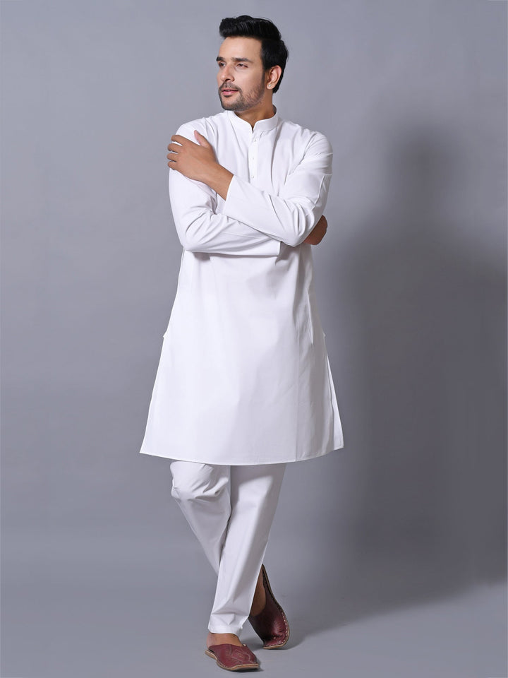 Textured White Kurta Set