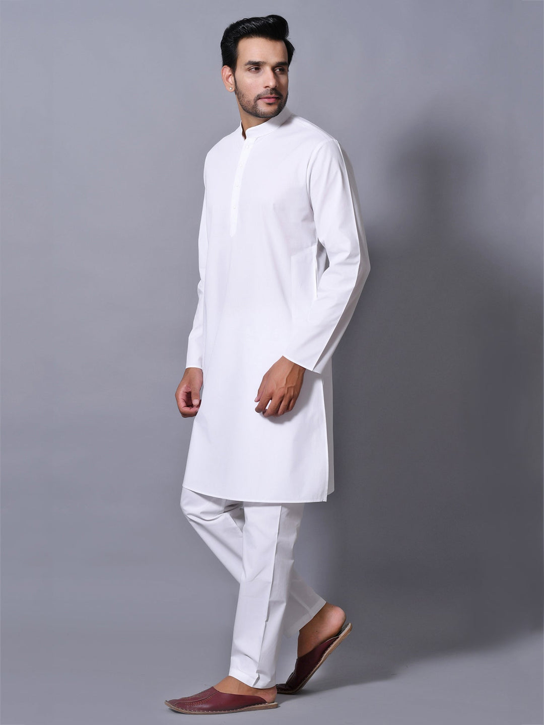 Textured White Kurta Set