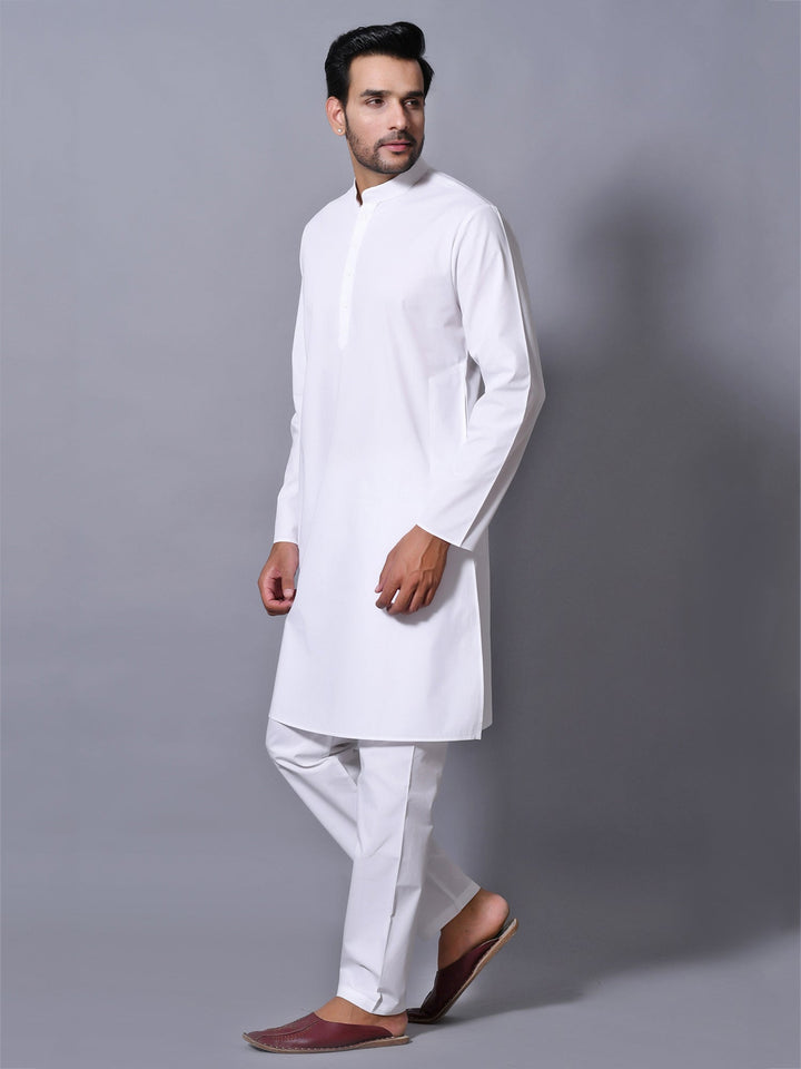 Textured White Kurta Set